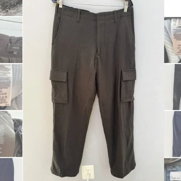 Vince Louie Relaxed Wool Flannel Cargo Pant in W31